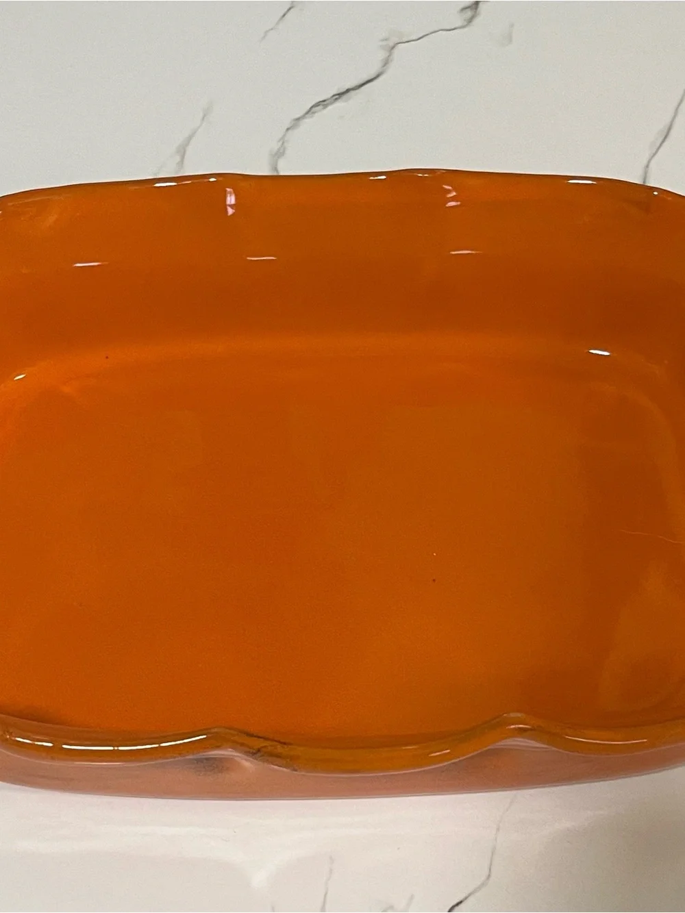 De Silva Italian Bright Orange Glazed Ceramic Serving Dish